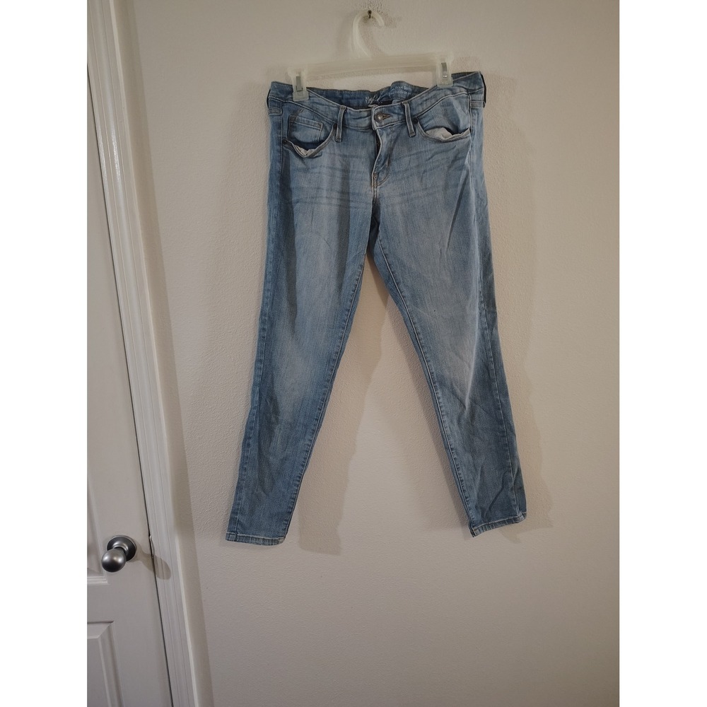 Mossimo Denim Low Rise Slim Jeans Light Wash Blue Power Stretch Size 12/R 31